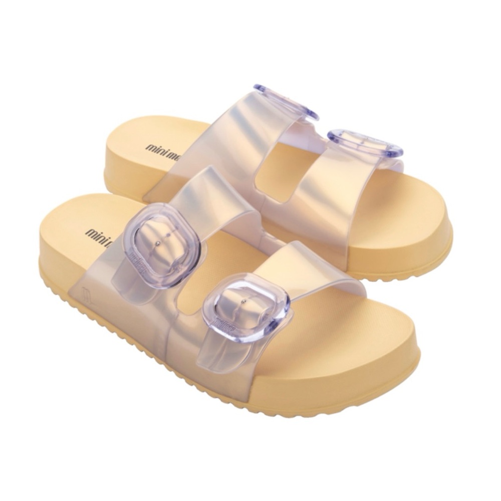 NWOT Mini Melissa Birkenstock Pearly Purple & Almond Cozy Jelly Sandals